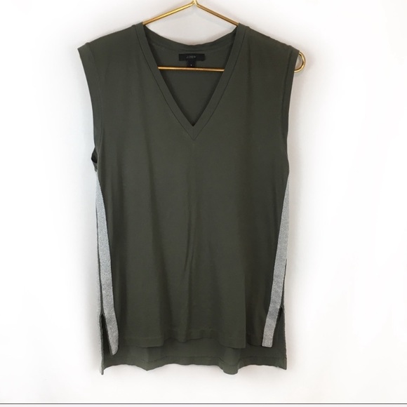 ✨5 FOR $25✨  J. Crew V-Neck Sparkle Side Stripe Tank Top - Picture 2 of 8